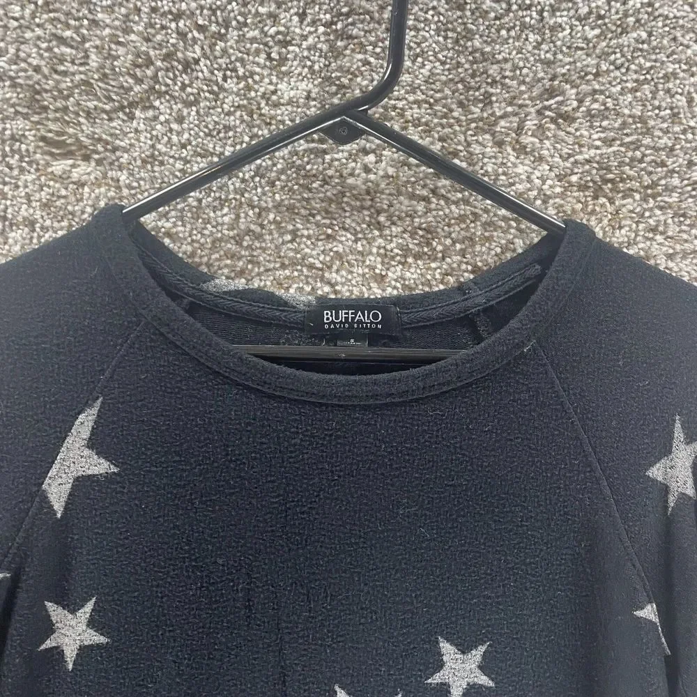 Buffalo David Bitton Sweater Womens Small Black Stars Oversized Pullover Ladies - Picture 2 of 11
